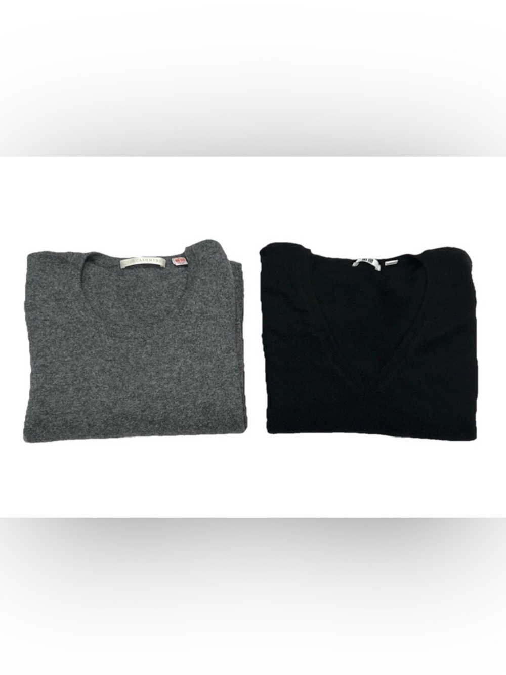Uniqlo Lot (2) Woman’s Cashmere Sweater Black Gray Large Timeless Old Money